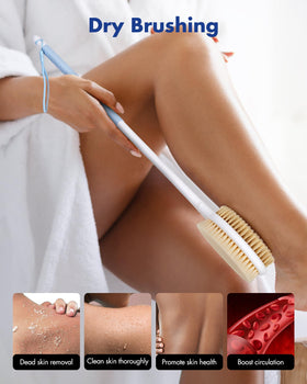 Rafow Back Scrubber Body Shower Brush in a shower setting