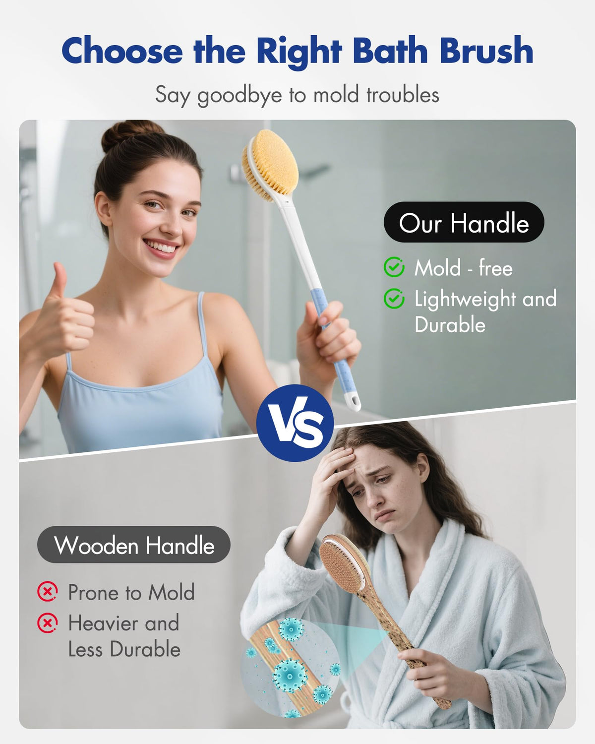 Rafow Back Scrubber Body Shower Brush lightweight design comparison