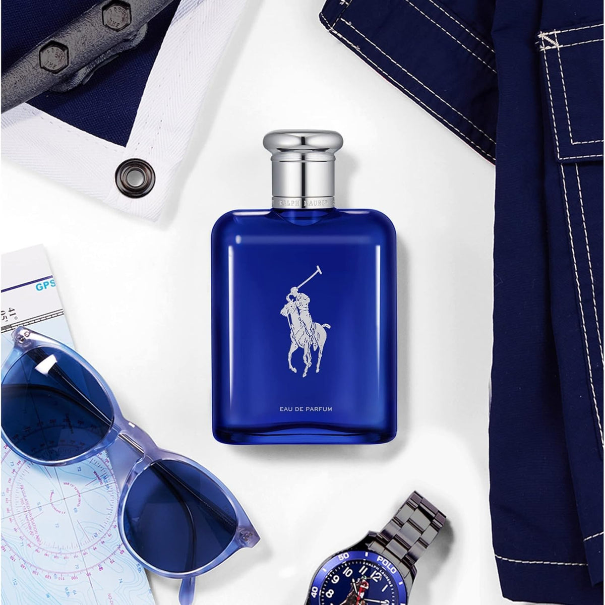 RALPH LAUREN FRAGRANCES Polo Blue Eau de Parfum bottle close-up