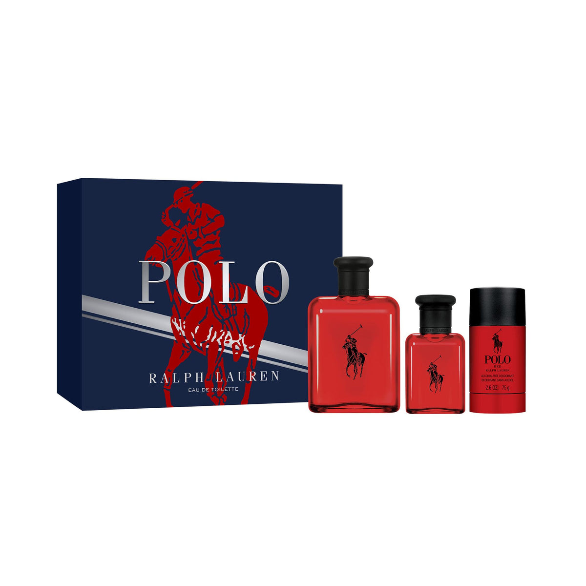 RALPH LAUREN FRAGRANCES Polo Red Eau de Toilette set packaging with cologne and deodorant