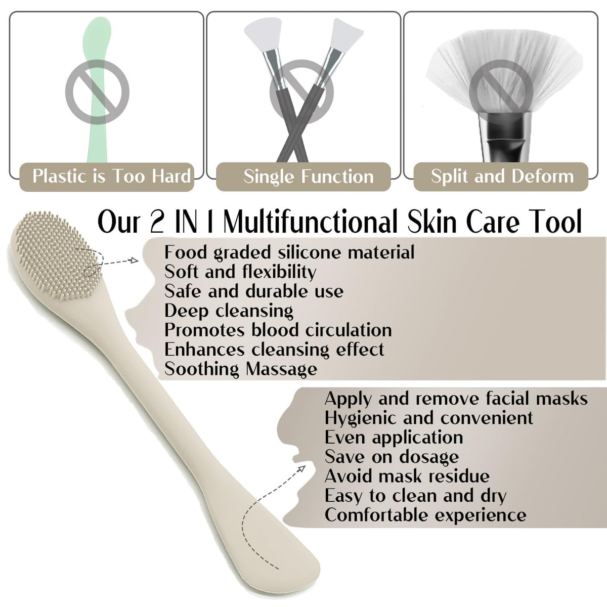 RamPula Face Mask Brush Applicator showing spoon-shaped end for product retrieval