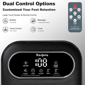 Ranjova Foot Spa showing digital touch screen and temperature settings