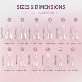 Ranrose almond nail tips in various sizes laid out