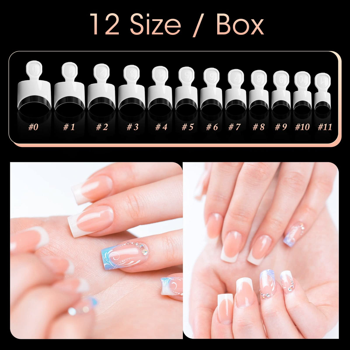 Ranrose French Nail Tips in elegant white design