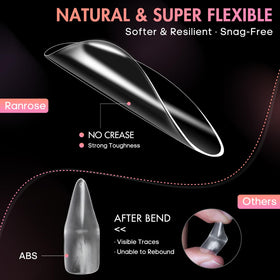 Ranrose Long Almond Nail Tips 240pcs packaging