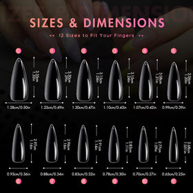 Ranrose Long Almond Nail Tips in use on nails