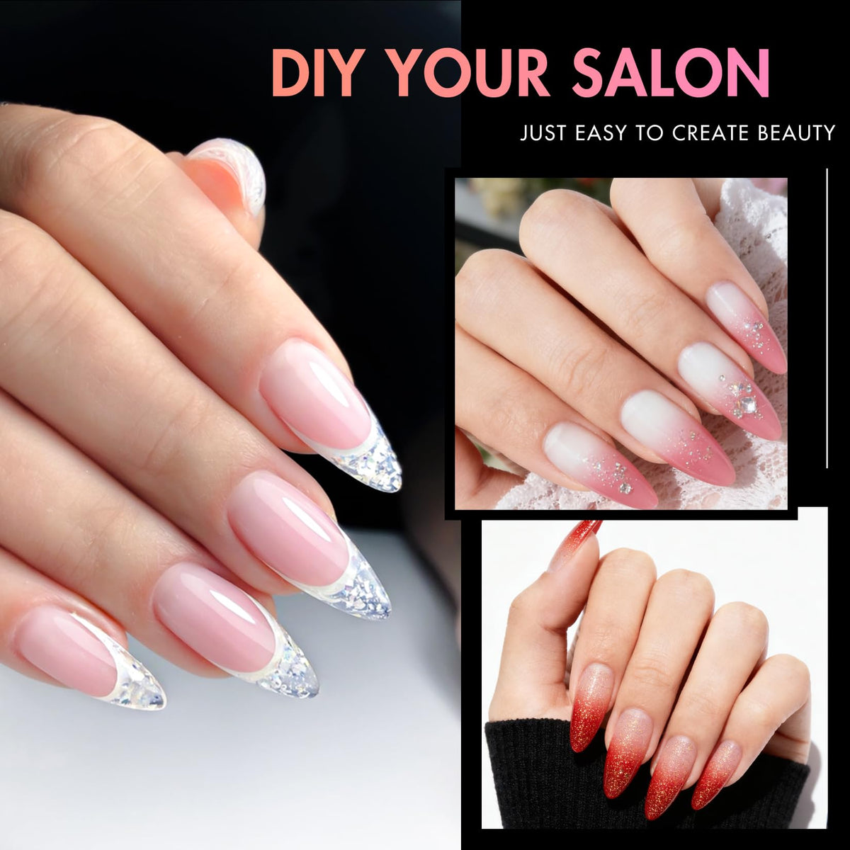 ranrose Long Almond Nail Tips packaging display