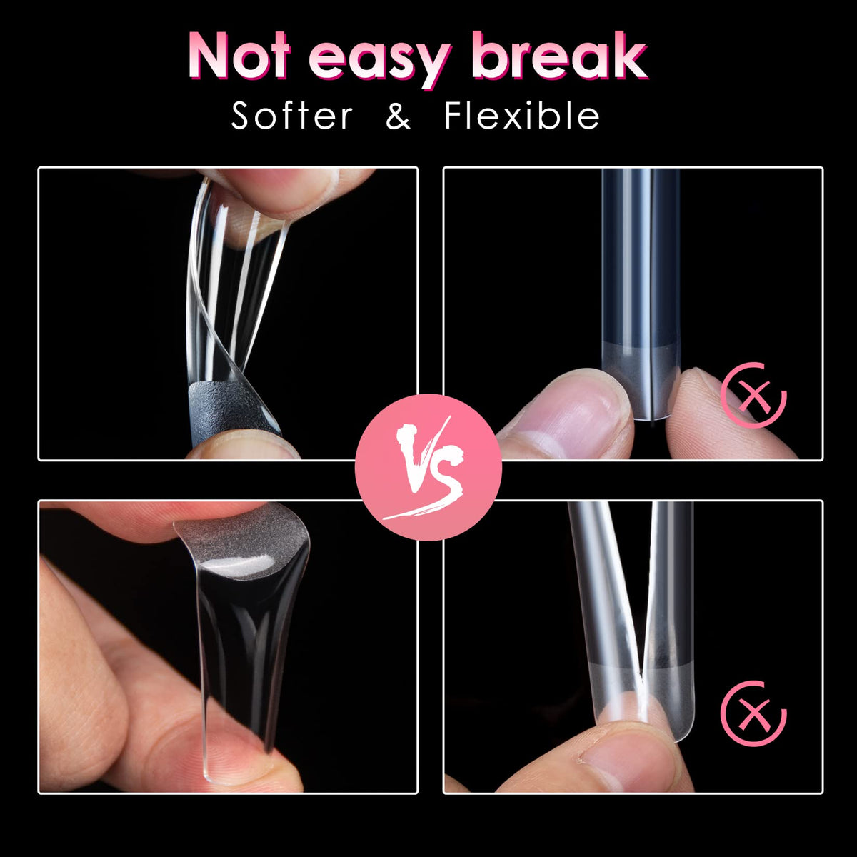 Ranrose Long Straight Nail Tips with glue and lamp for application