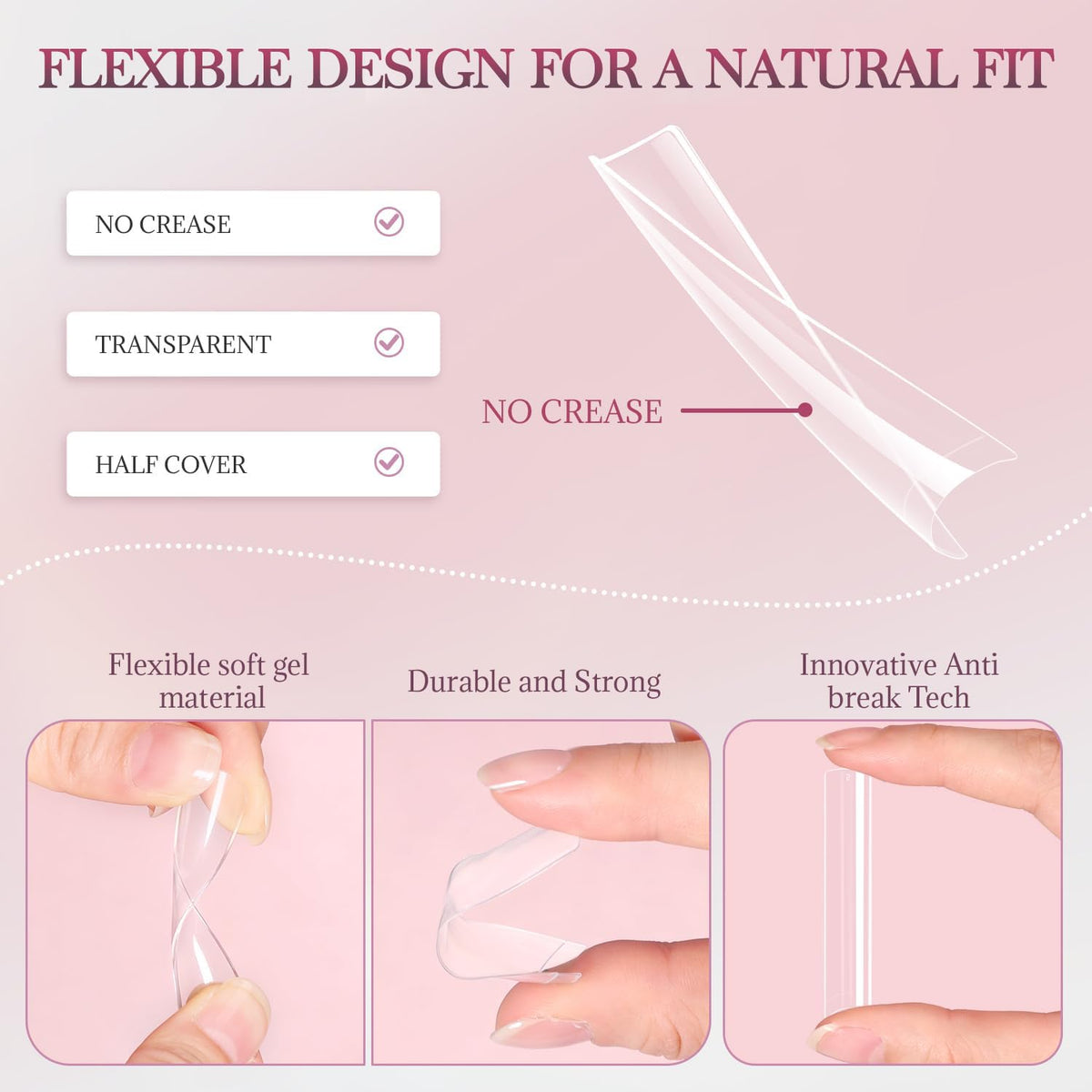 Ranrose nail tips displayed with nail polish and tools