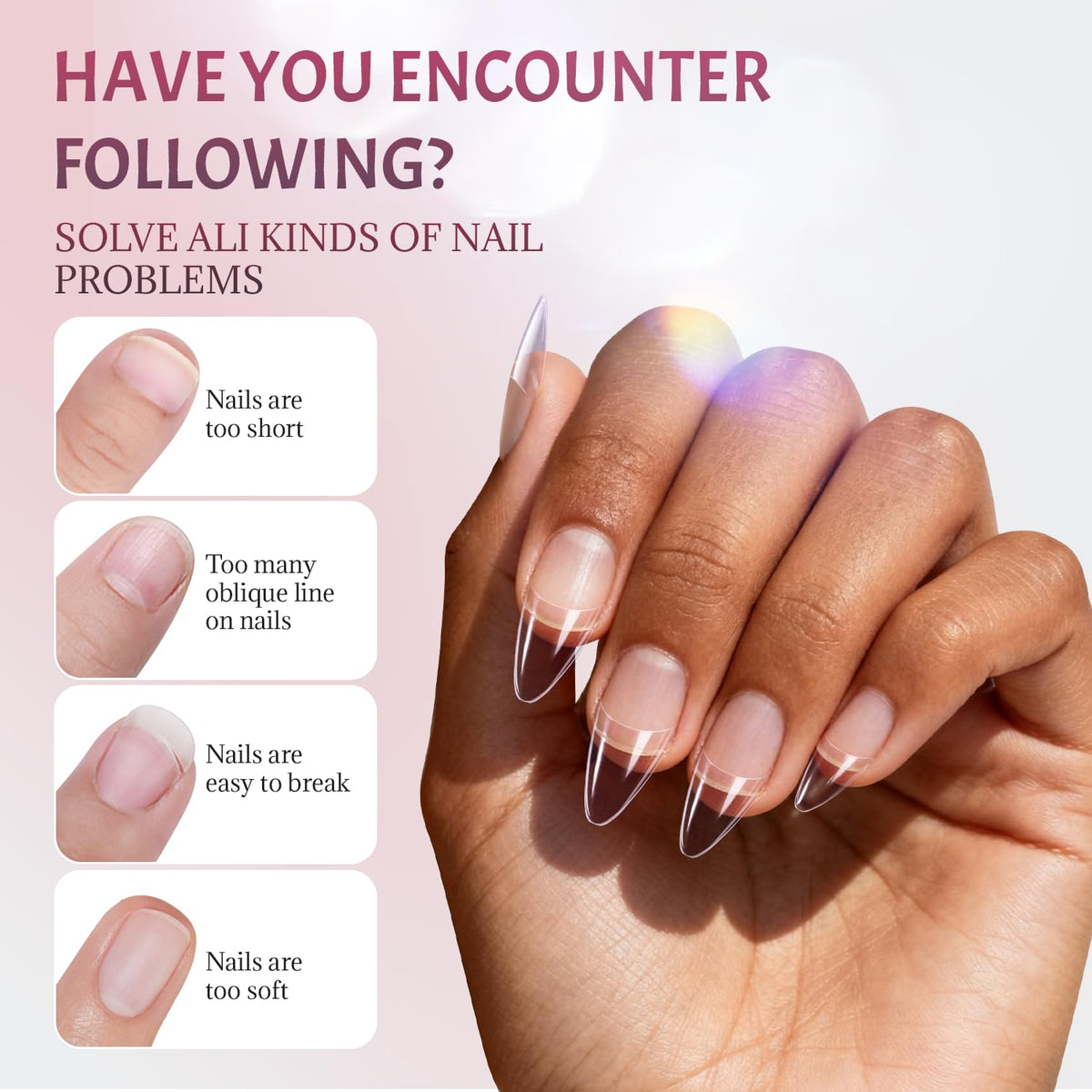 Ranrose nail tips showing tapered edge design