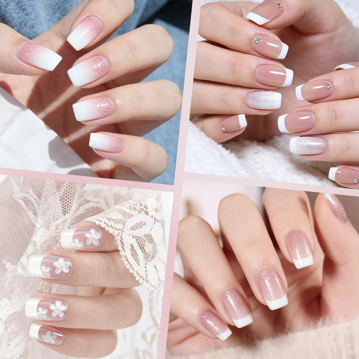 ranrose Short French Style False Nails close-up of smooth surface