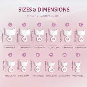 ranrose Short French Style False Nails different sizes layout