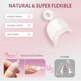 Ranrose short nail tips arranged by size in transparent box