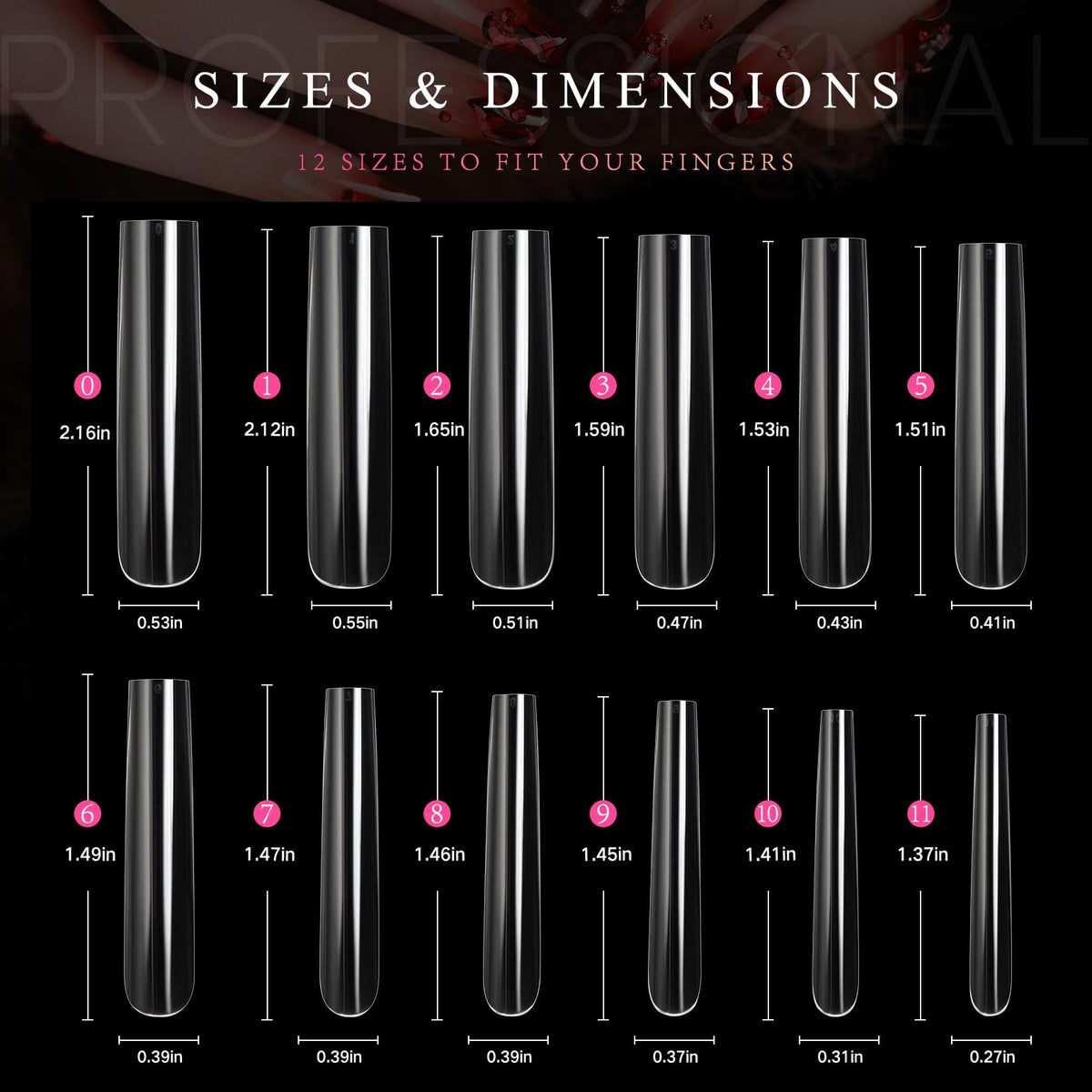 ranrose XXXL Square Nail Tips displayed with nail art decorations