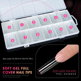 ranrose XXXL Square Nail Tips with decorative rhinestones