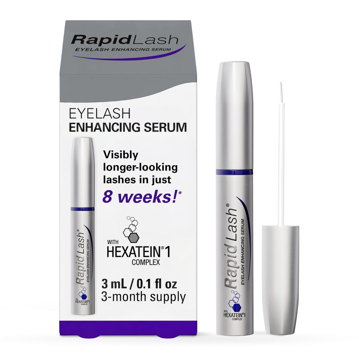 RapidLash Eyelash Serum 3mL front view with packaging