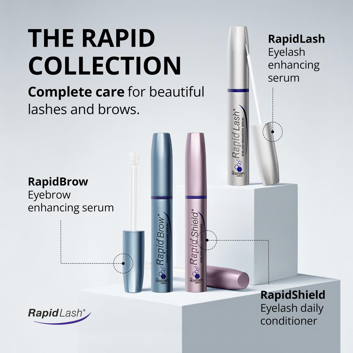 RapidLash Eyelash Serum 3mL with floral background