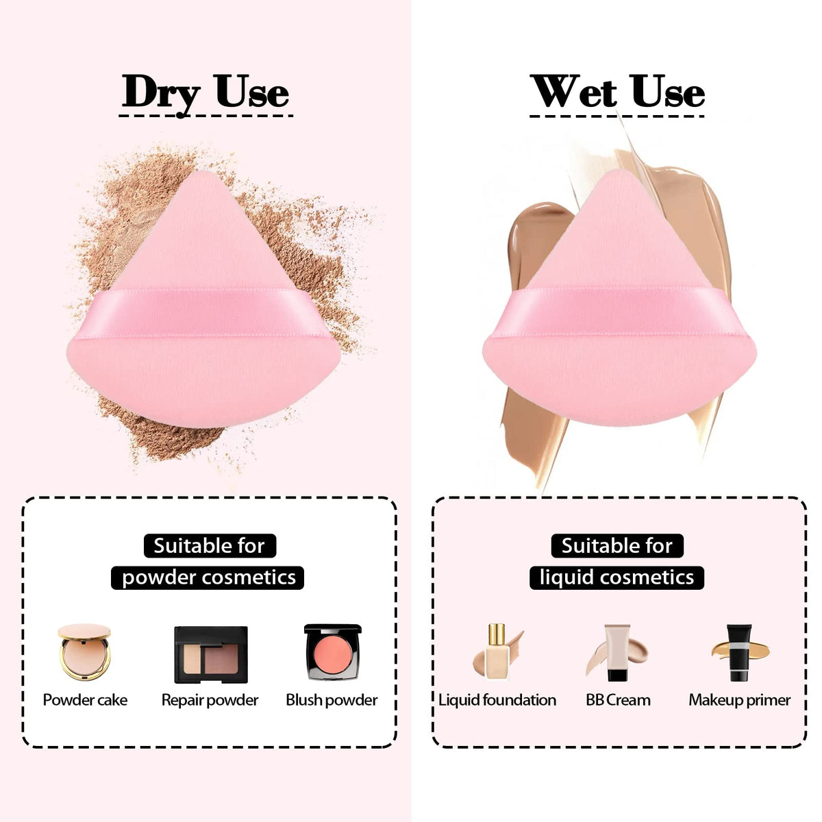 RAREIUS powder puff triangle side for precise makeup application
