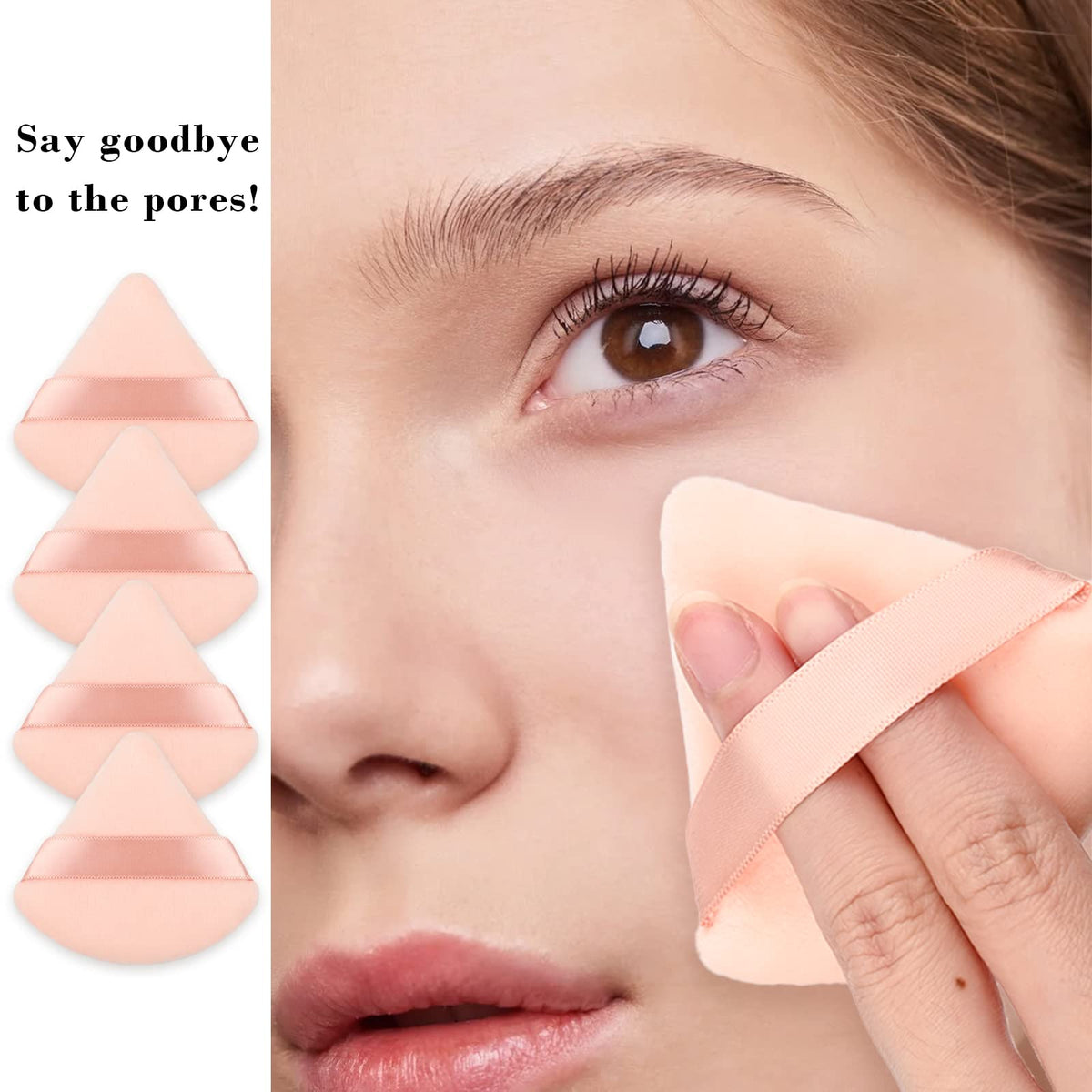 RAREIUS Triangular Powder Puff in classic colours arranged neatly