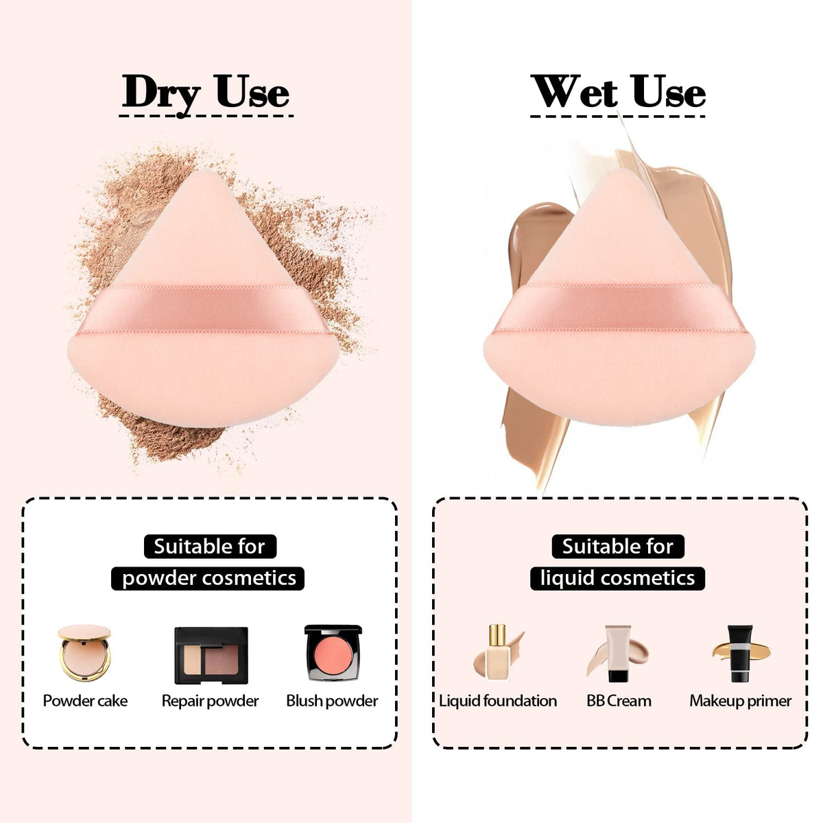 RAREIUS Triangular Powder Puff in use applying foundation