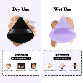 RAREIUS Triangular Powder Puff in use applying foundation on cheek