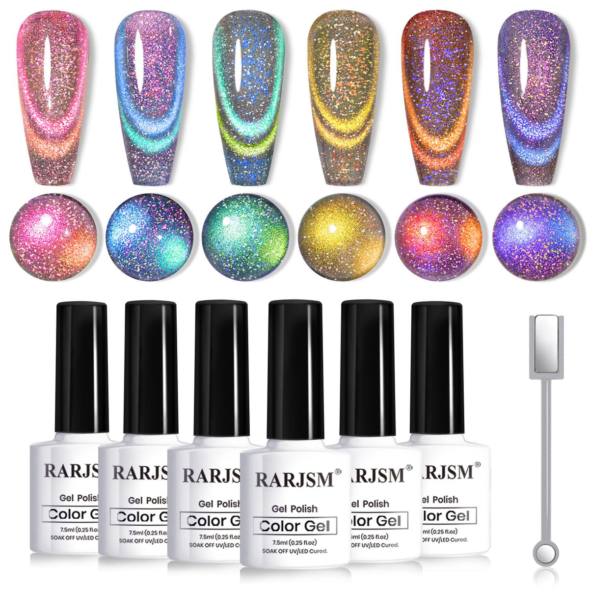 RARJSM 9D Chameleon Cat Eye Gel Nail Polish Set front view