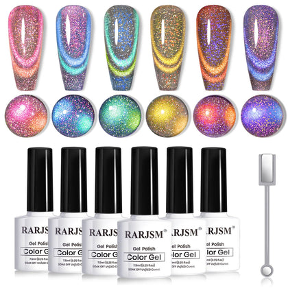 RARJSM 9D Chameleon Cat Eye Gel Nail Polish Set front view
