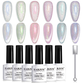 RARJSM Aurora Cat Eye Gel Nail Polish Set with 6 bottles
