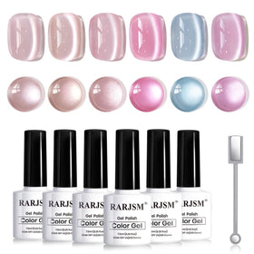 RARJSM Cat Eye Gel Nail Polish Set 6Pcs with Magnetic Stick