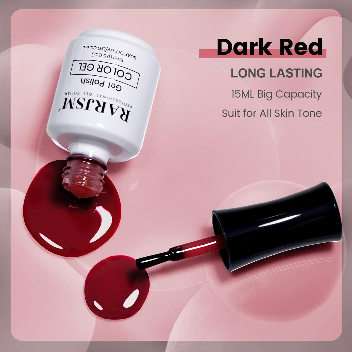 RARJSM Cherry Wine Red Gel Nail Polish with nail art accessories
