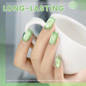 RARJSM Green Cat Eye Gel Nail Polish bottles with diamond glitter effect