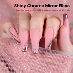 RARJSM Metallic Chrome Gel Liner Nail Art 8ml Silver and Rose Gold packaging