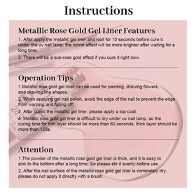 RARJSM Metallic Chrome Gel Liner Nail Art 8ml Silver and Rose Gold with nail art tools