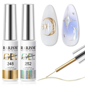 RARJSM Metallic Chrome Gel Liner Nail Art Set front view with two bottles