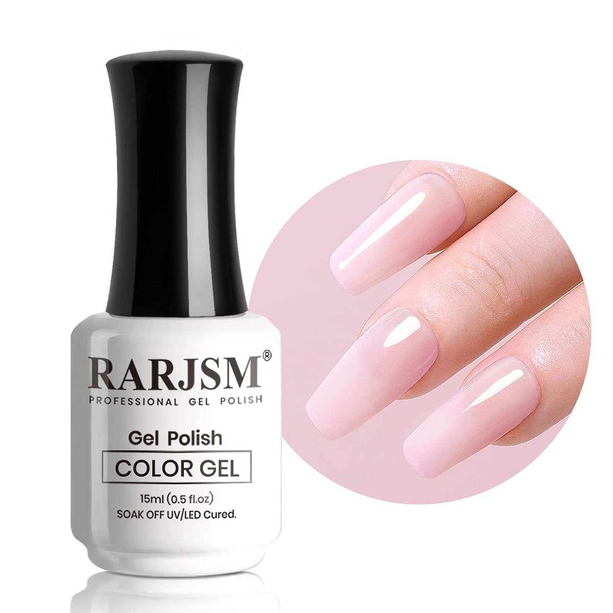 RARJSM Milky Pink Gel Nail Polish 15ML front view