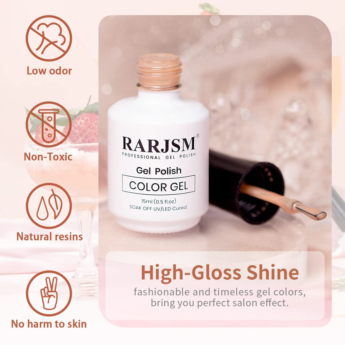 RARJSM Milky Rose Gel Nail Polish 15ml close-up of texture