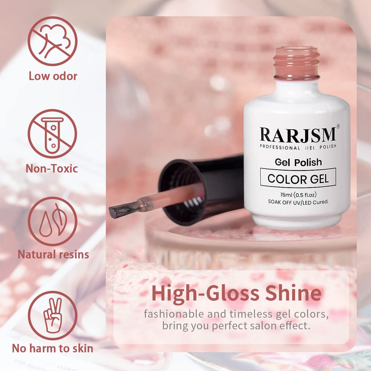 RARJSM Milky Rose Purple Gel Nail Polish packaging