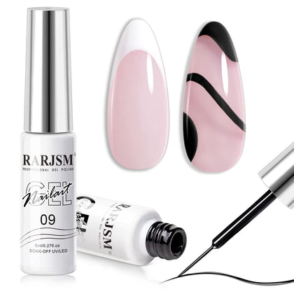 RARJSM Nail Art Gel Set - Black and White 8ml front view