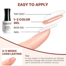 RARJSM Nude Gel Nail Polish 15ml Tea Rose on a nail art display