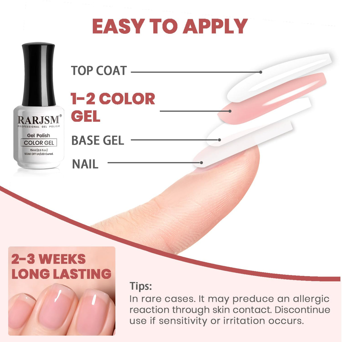 RARJSM Nude Gel Nail Polish Cherry Blossom Pink packaging
