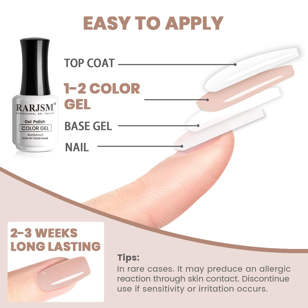 RARJSM Nude Gel Nail Polish packaging details