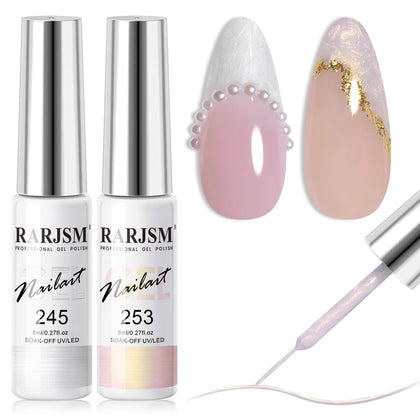 RARJSM Pearl Gel Liner Nail Art Set front view with two bottles