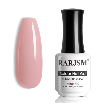 RARJSM Rubber Base Coat Gel Polish 15ml Nude Jelly Pink front view