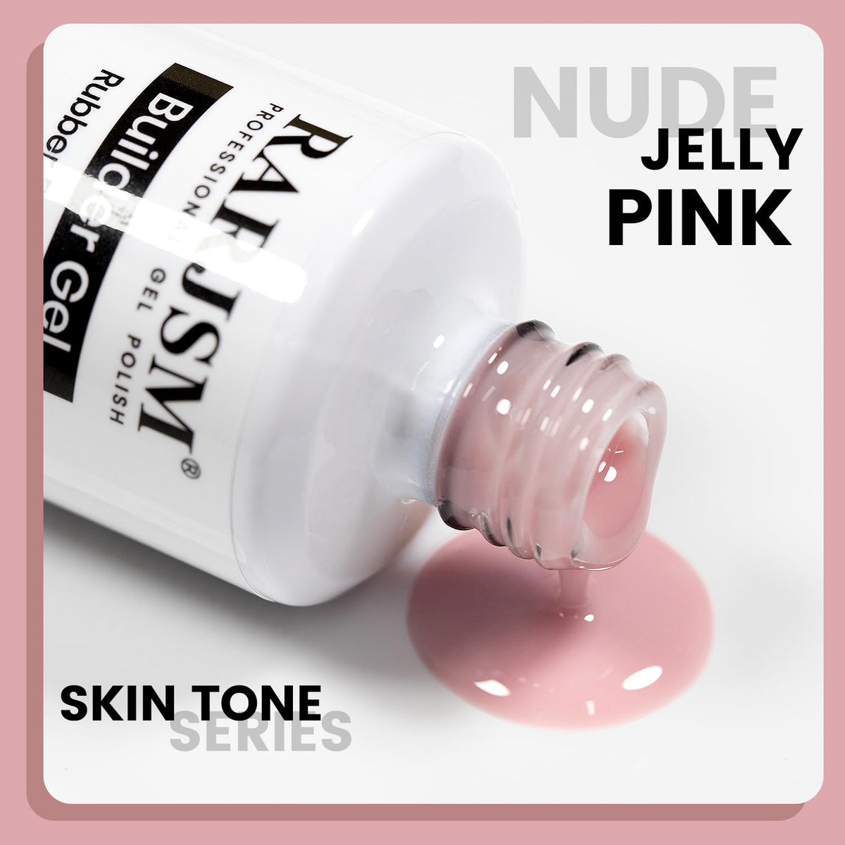 RARJSM Rubber Base Coat Gel Polish 15ml Nude Jelly Pink texture close-up