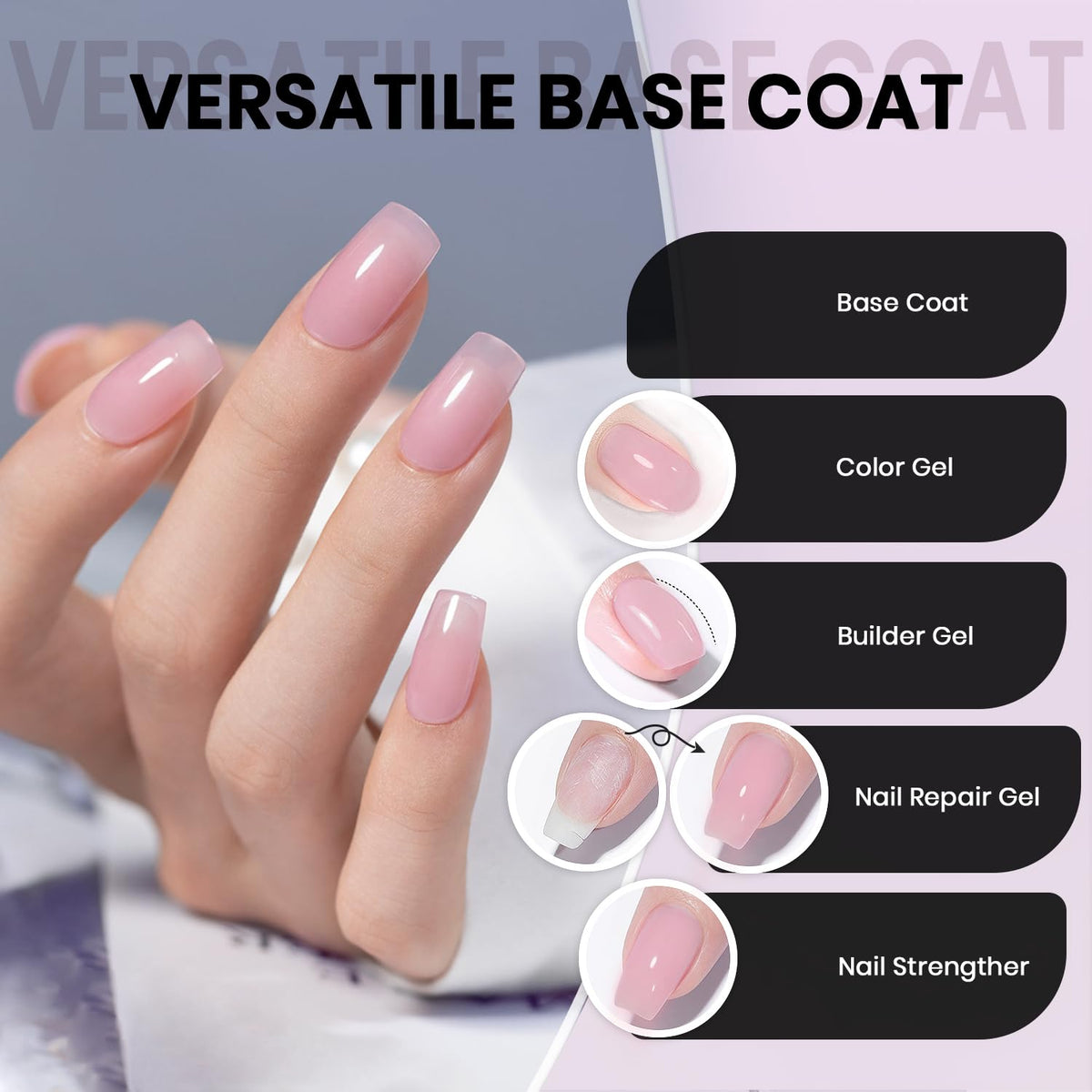 RARJSM Rubber Base Gel Nail Polish curing under UV lamp