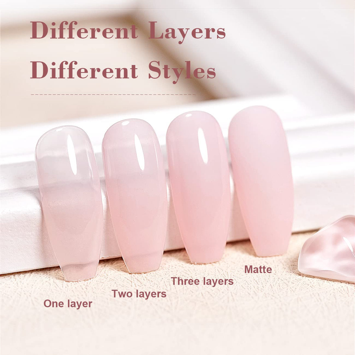 RARJSM Sheer Nude Gel Polish Light Pink texture close-up