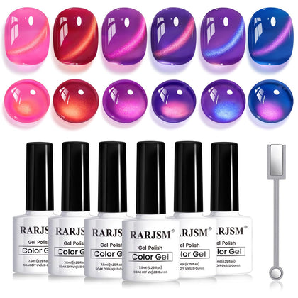 RARJSM Sunset Galaxy Cat Eye Gel Nail Polish Set packaging front view
