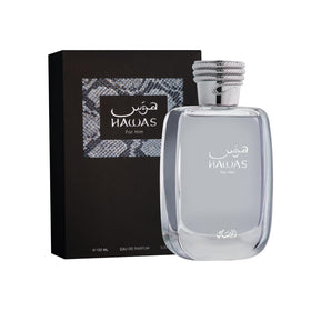 RASASI Hawas For Men Eau De Parfum 100ML packaging with python stopper