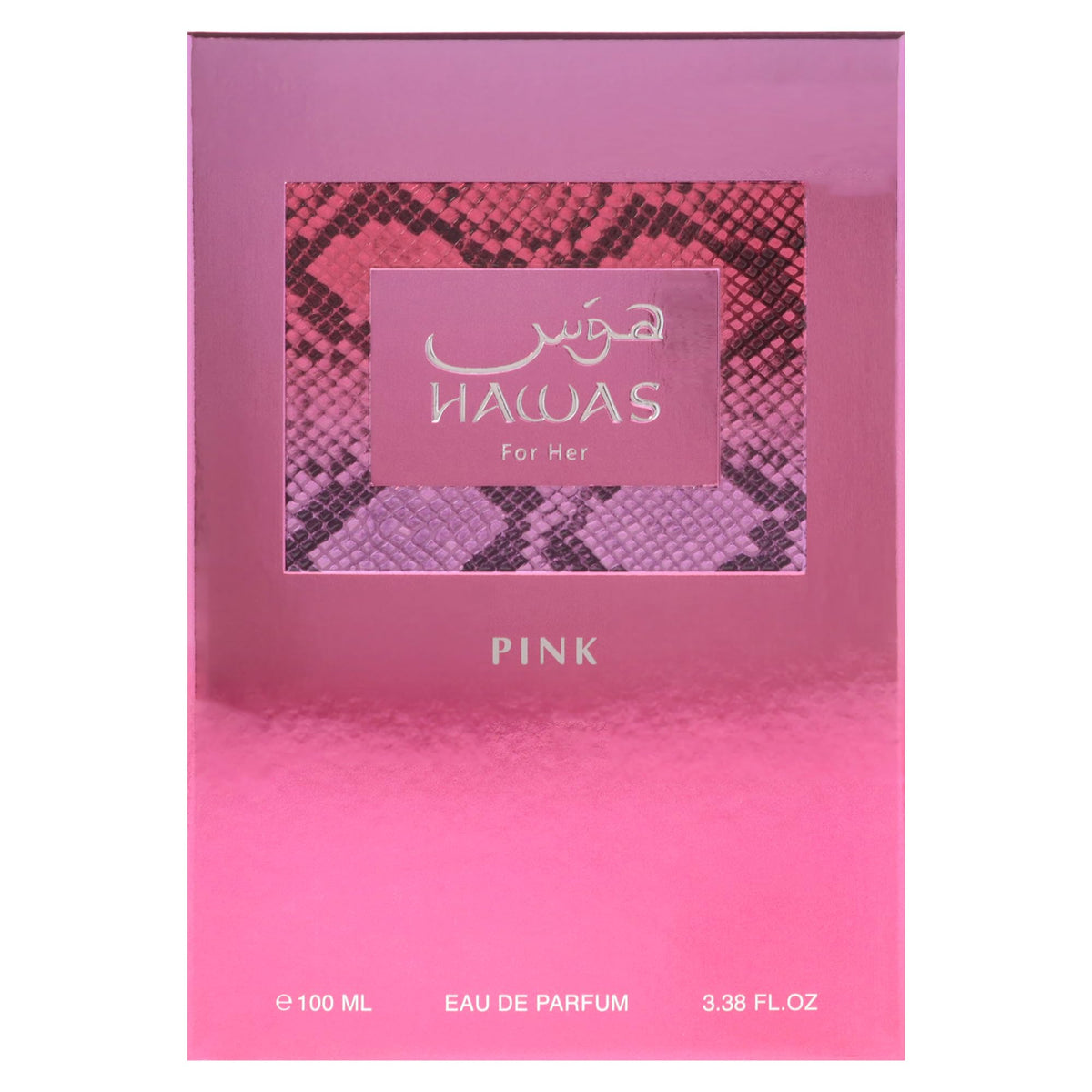 RASASI Hawas Pink Eau de Parfum on vanity with flowers