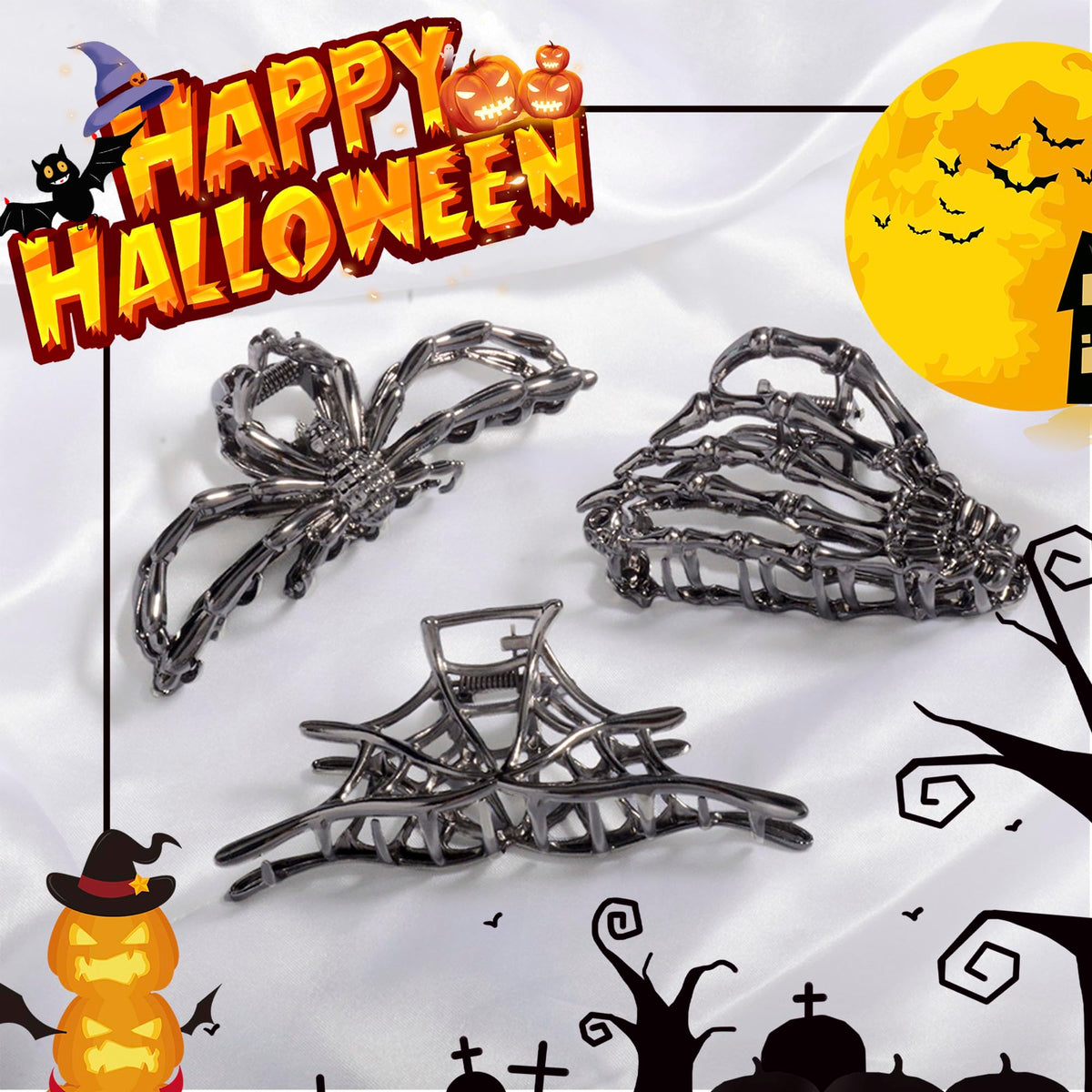 RAUIMOUR black gun colour hair clips on a table